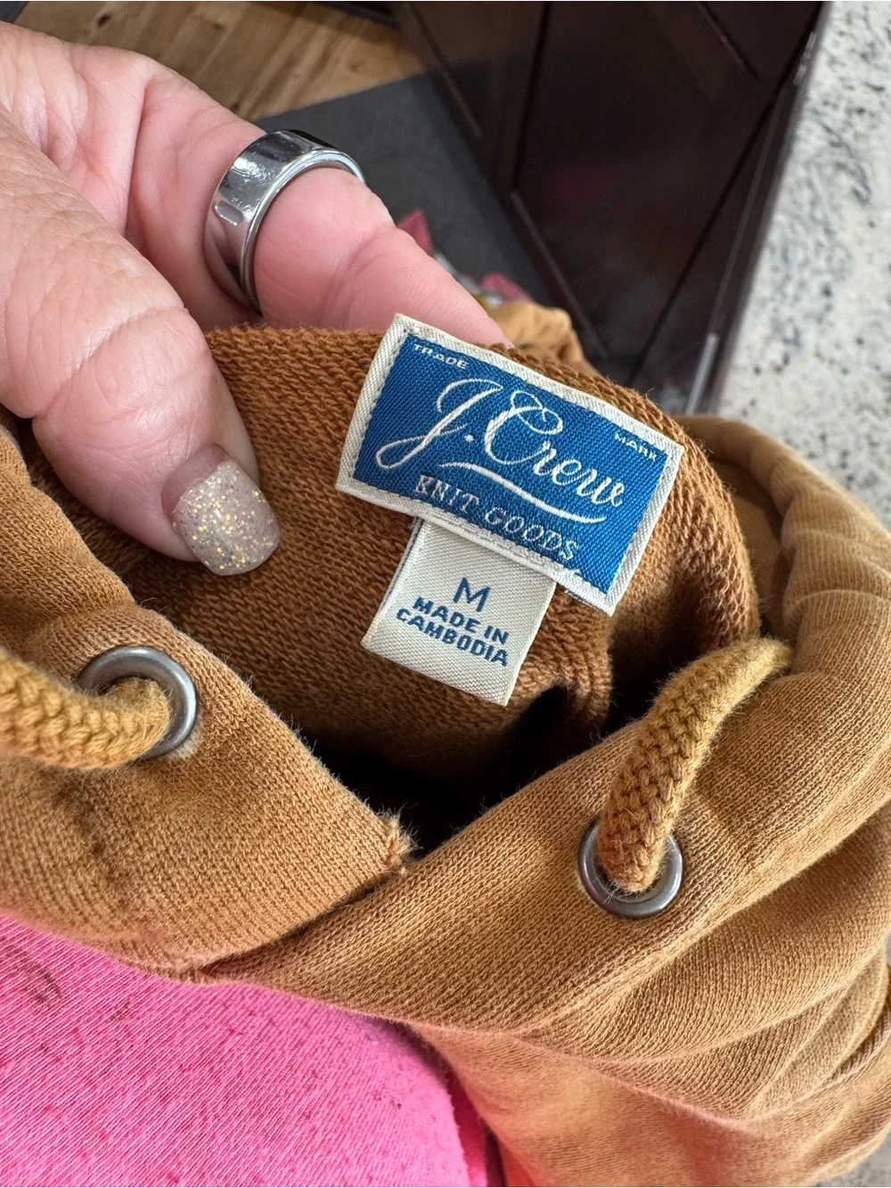 J. Crew Men's Hooded Sweatshirt in Caramel Tan